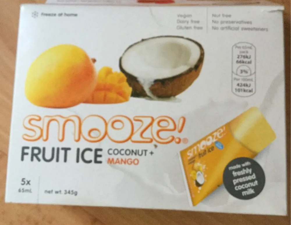 Smooze! Fruit Ice Pops Coconut + Mango 5X65ML