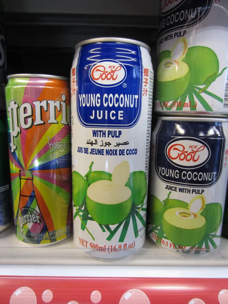 Young coconut juice drink with pulp