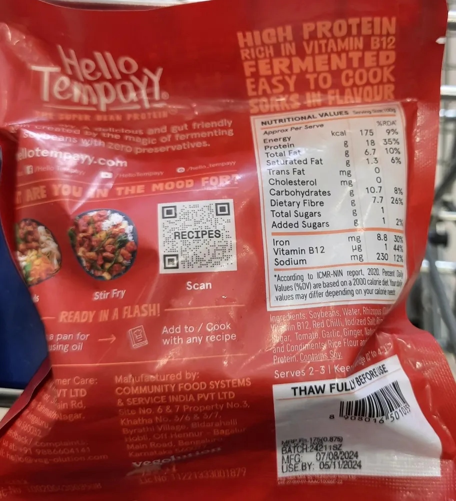 Hello Tempayy Peppery Szechuan Chilli Soyabean Tempeh Cubes