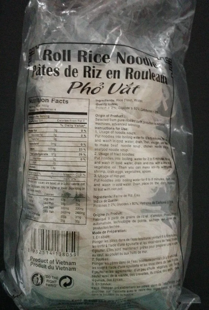 Pâtes de riz en rouleaux