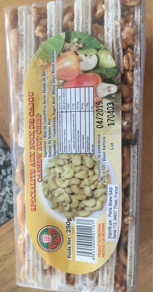 Specialité aux noix de cajou