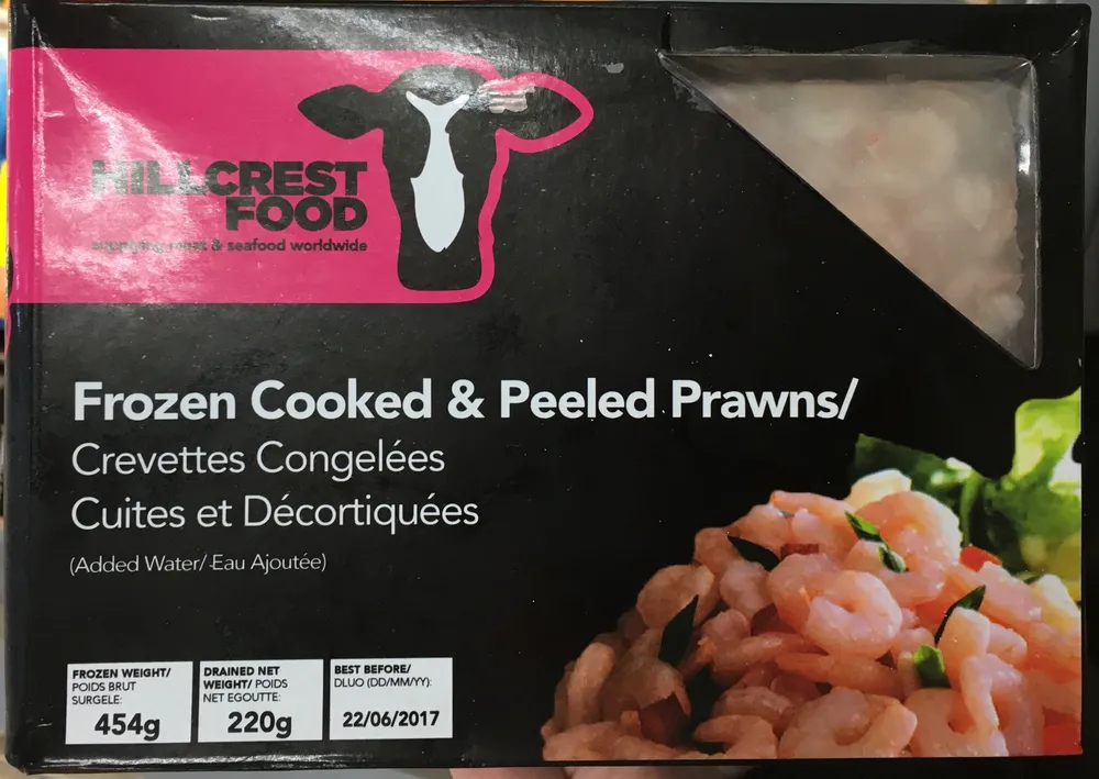 Crevettes congelées cuites et décortiquées