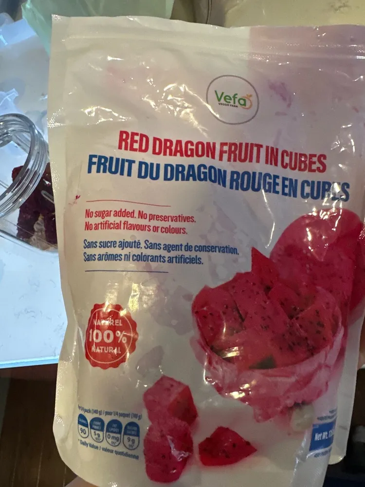 frozen red dragon fruit in cubes