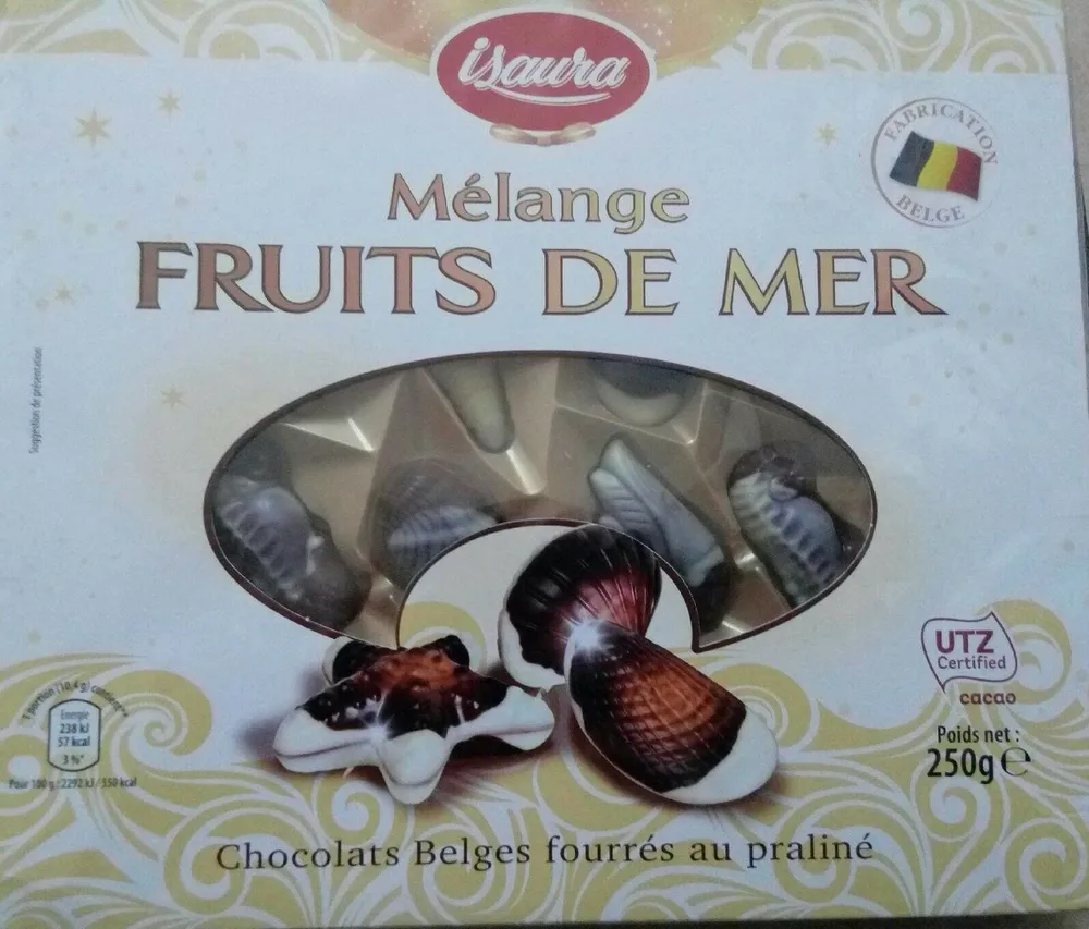 Chocolats belges fourrés au praliné