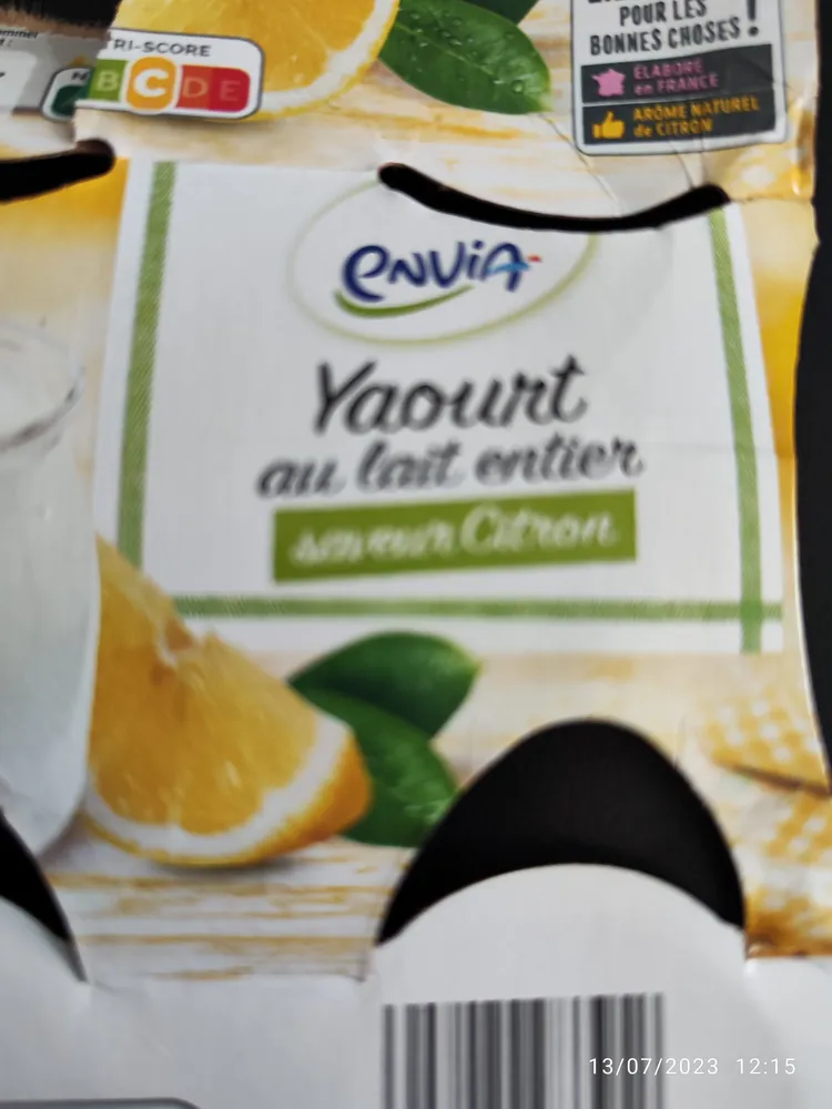 Yaourt au lait entier saveur citron