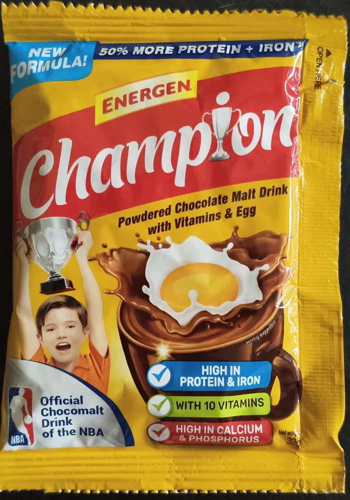 Energen Champion Pwdered Chocolate Malt Drink with Vitamins & Egg