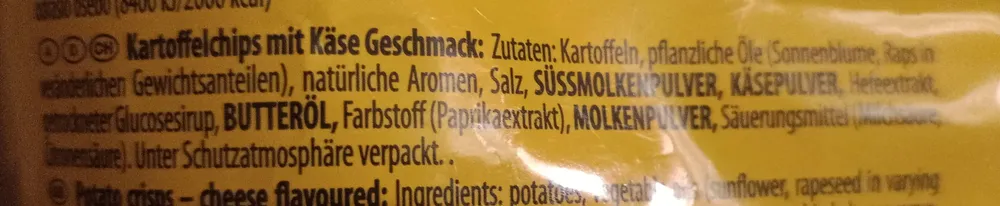 Kartoffelchips mit Käse Geschmack