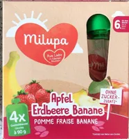 MILUPA APFEL ERDBEERE BANANE 6M Quetschbeutel 360g (4x90g)