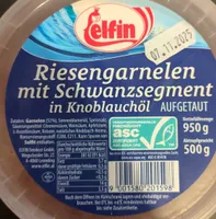 Riesengarnelen mit Schwanzsegment in Knoblauchöl