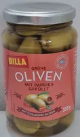Grüne Oliven mit Paprika gefüllt