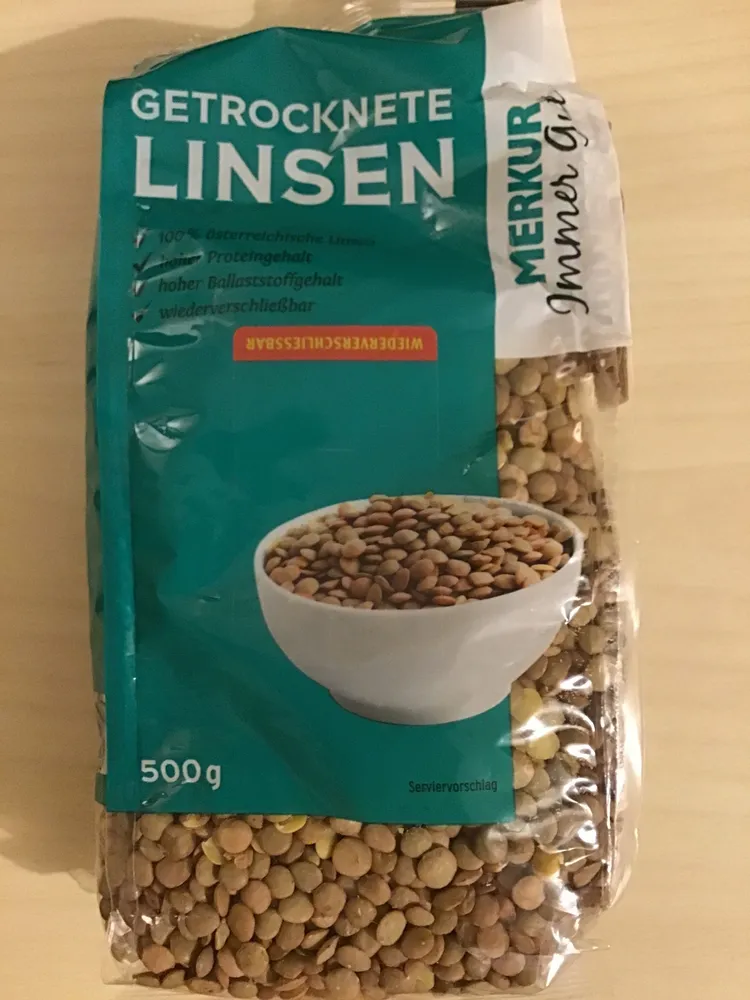 Getrocknete Linsen 500g, Merkur IG