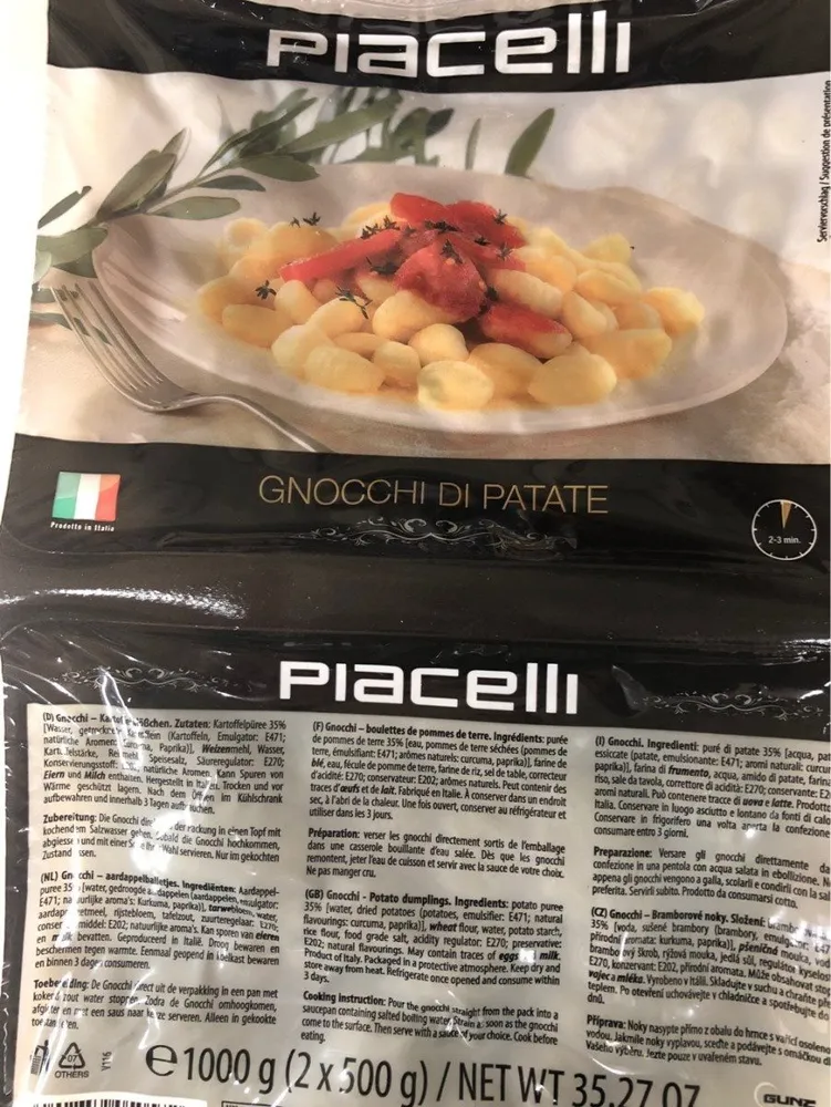 Gnocchi "di Patate" Aus Kartoffeln 1kg Blister Piacelli