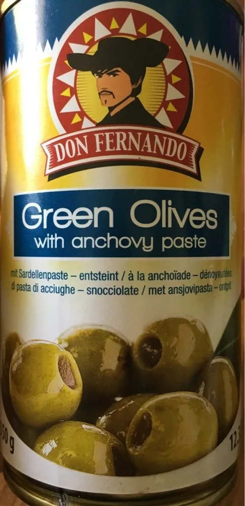 Green Olives Stuffed With Anchovy Paste 350g Tin Don Fernando