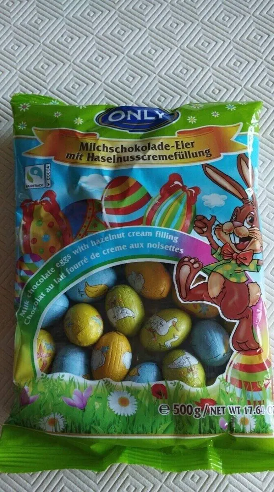 Milchschokolade-Eier mit Haselnusdcremefullunh
