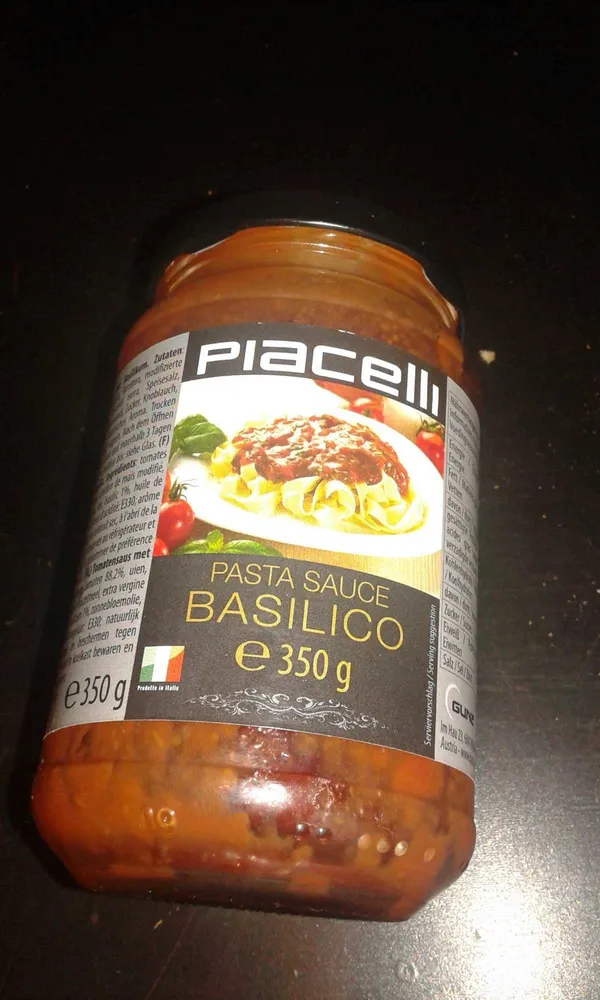 Pasta Sauce "basilico" Mit Basilikum 350g Glas Piacelli