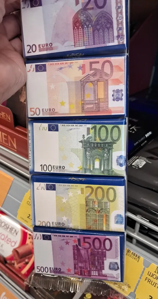 Billets d'euro en chocolat