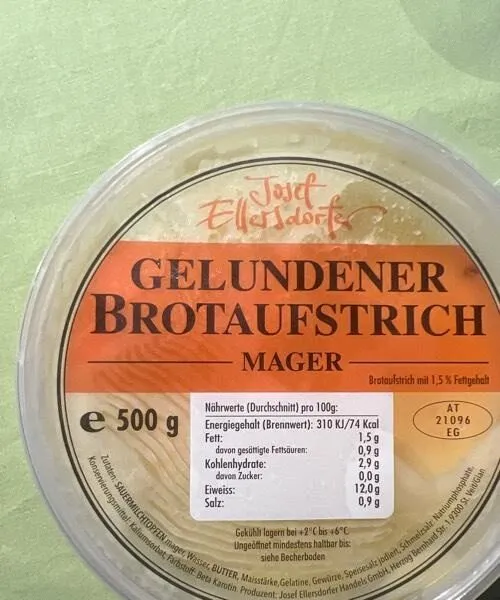 Gelundener Brotaufstrich mager, Glundner