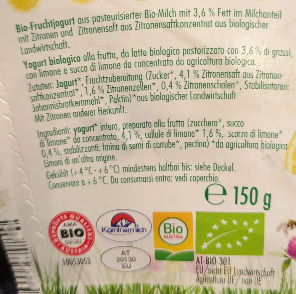 BIO WIESENMILCH ZITRONE