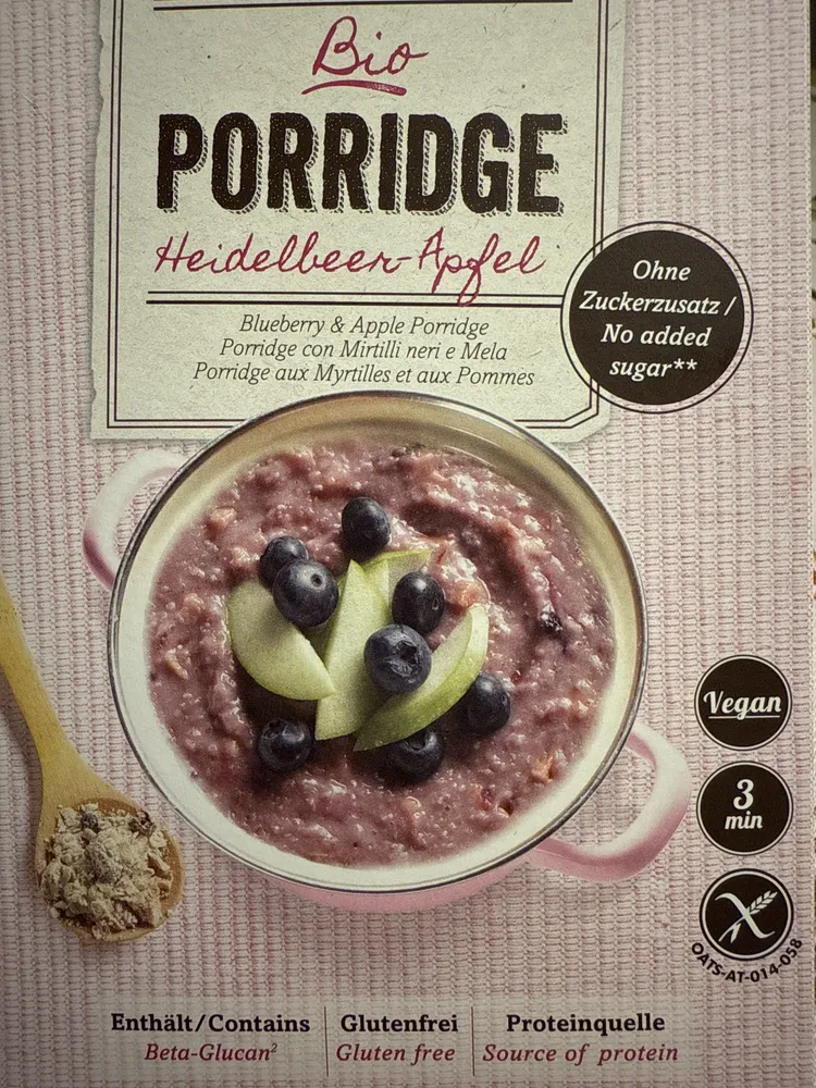 Bio Porridge Heidelbeer-Apfel
