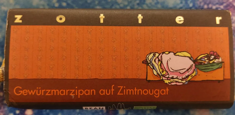 Schokolade Gewürzmarzipan auf Zimtnougat