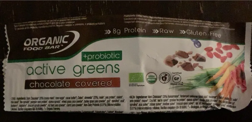 Active green chocolate covered