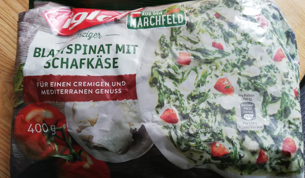 Blattspinat mit Schafkäse