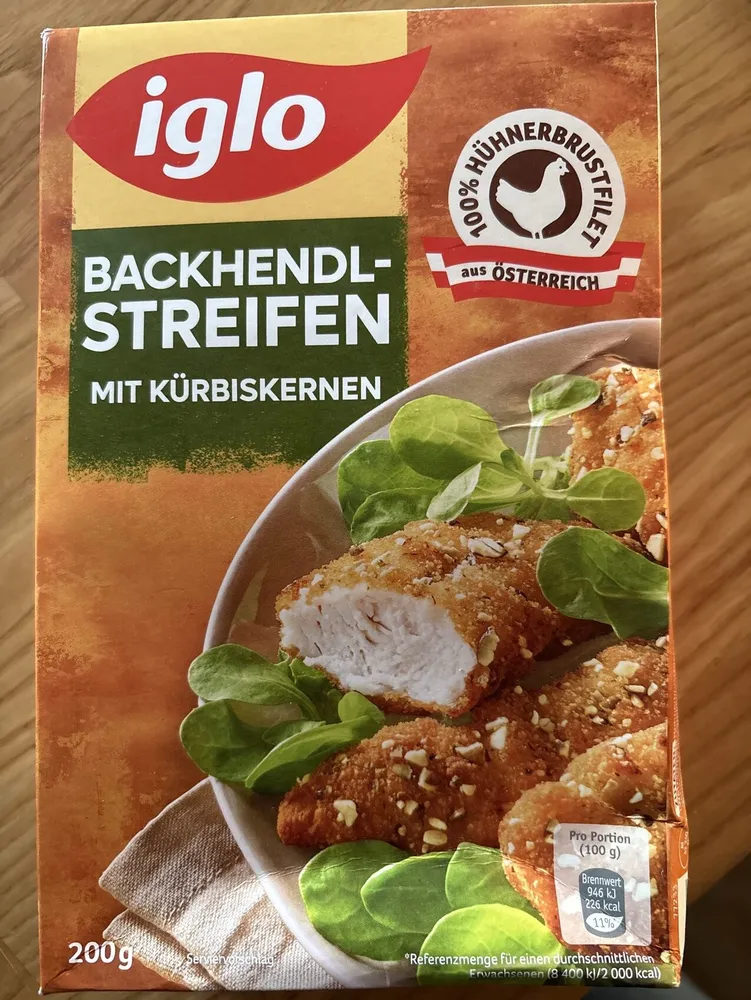 Backhendlstreifen mit Kürbiskernen