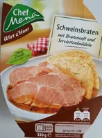 Schweinsbraten mit Bratensaft und Serviettenknödeln