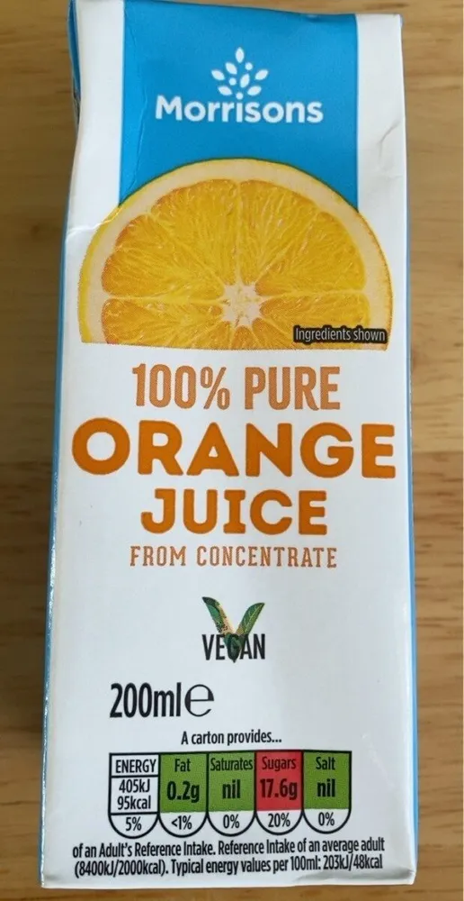 100% PURE ORANGE JUICE FROM CONCENTRATE