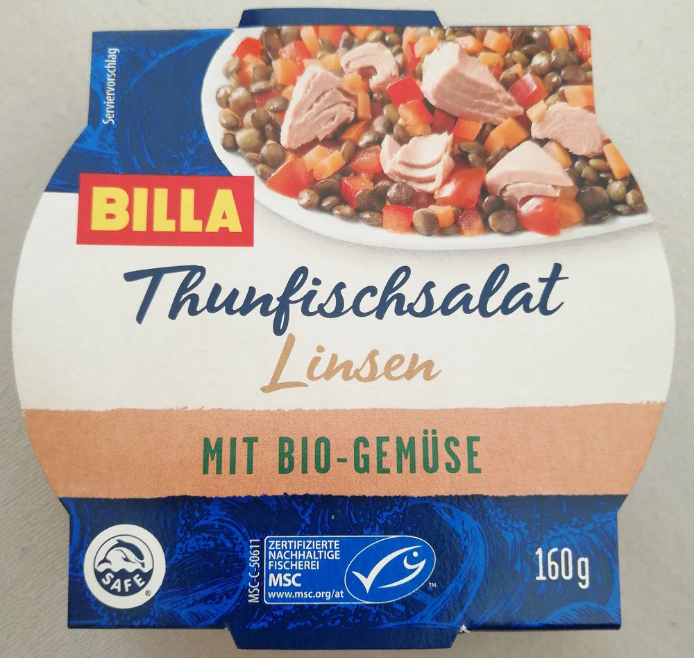 Thunfischsalat Linsen mit Bio-Gemüse
