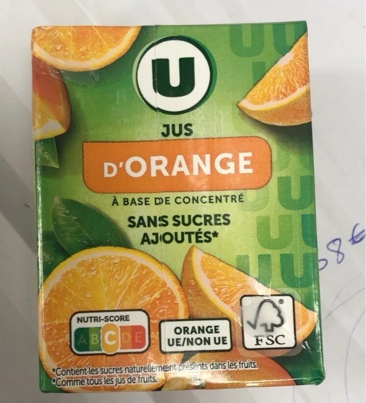 JUS D’ORANGE à base de concentre