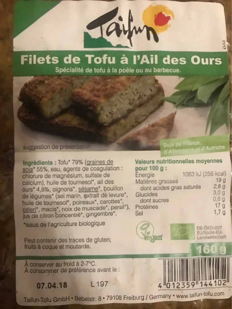 Filets de tofu à l'ail des ours