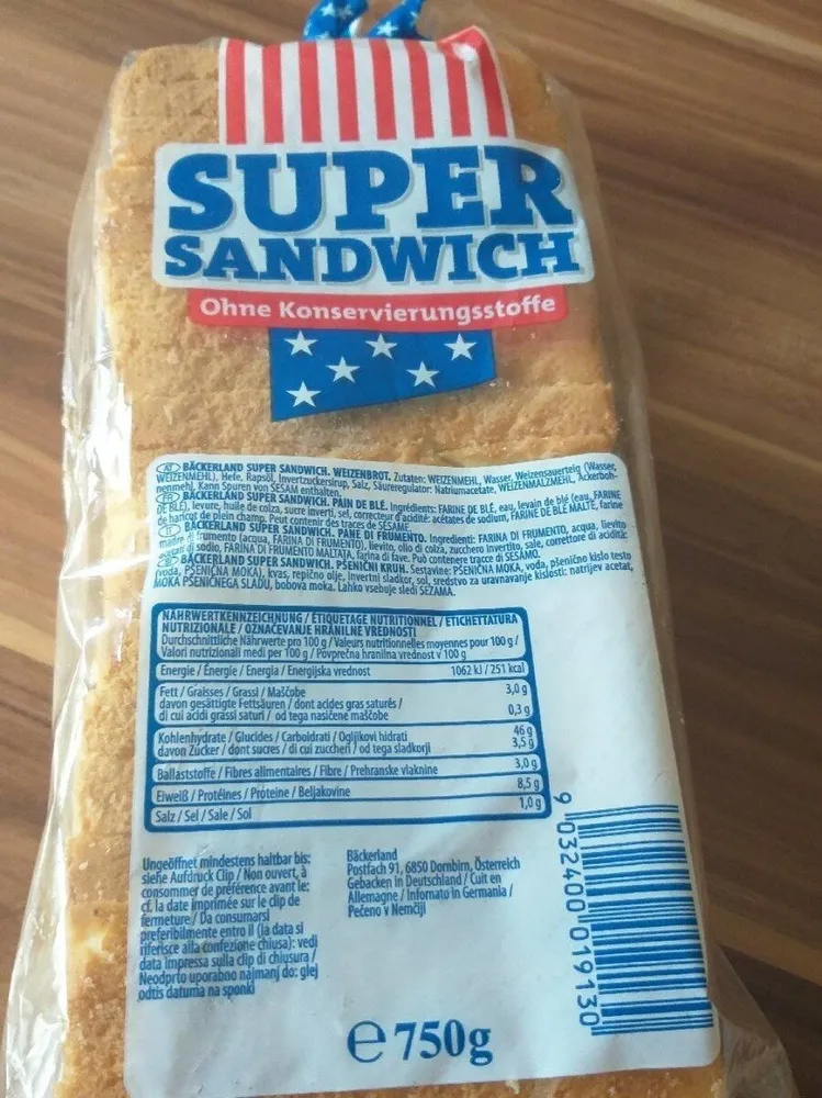 Super Sandwich ohne Konservierungsstoffe