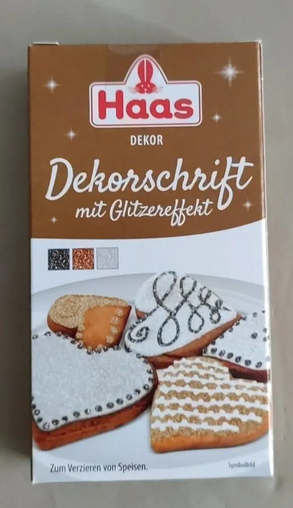 Dekorschrift mit glitzereffekt