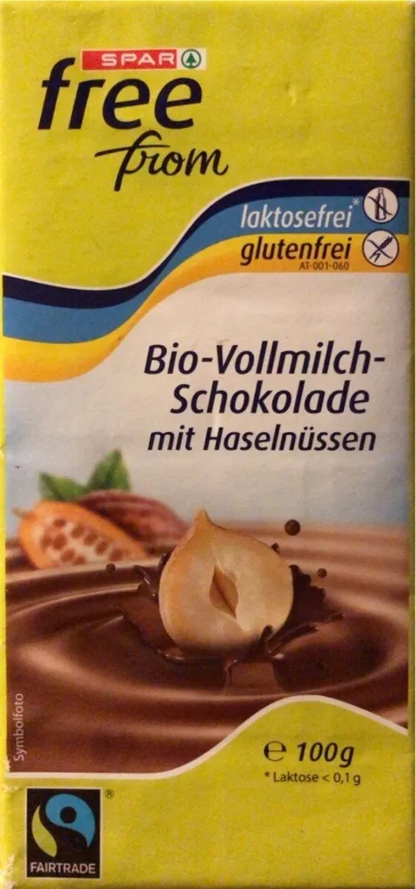 Bio-Vollmilch-Schokolade mit Haselnüssen