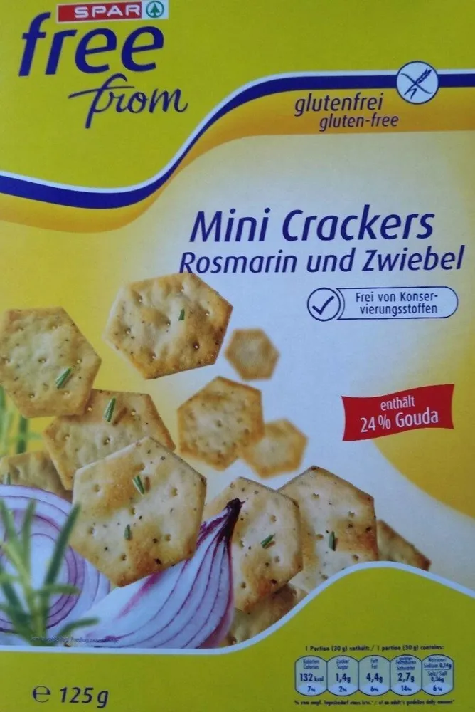 Mini Crackers Rosmarin und Zwiebel glutenfrei