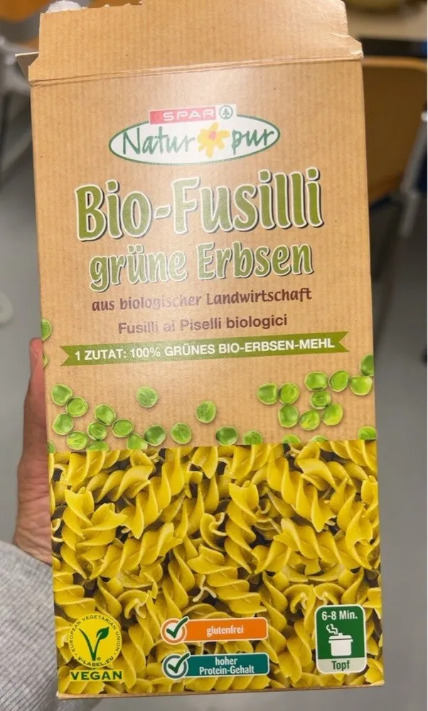 Bio-Fussili grüne Erbsen