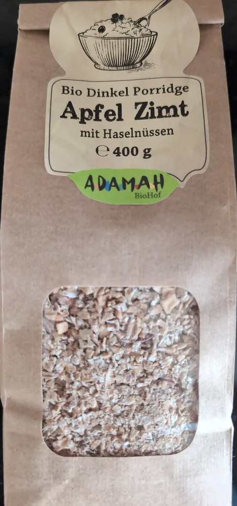 Bio Dinkel Porridge - Apfel Zimt mit Haselnüssen