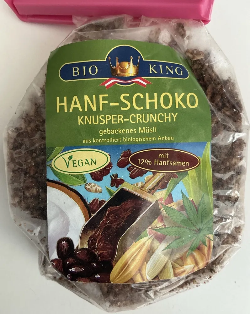Hanf-Schoko Knusper-Crunchy gebackenes Müsli