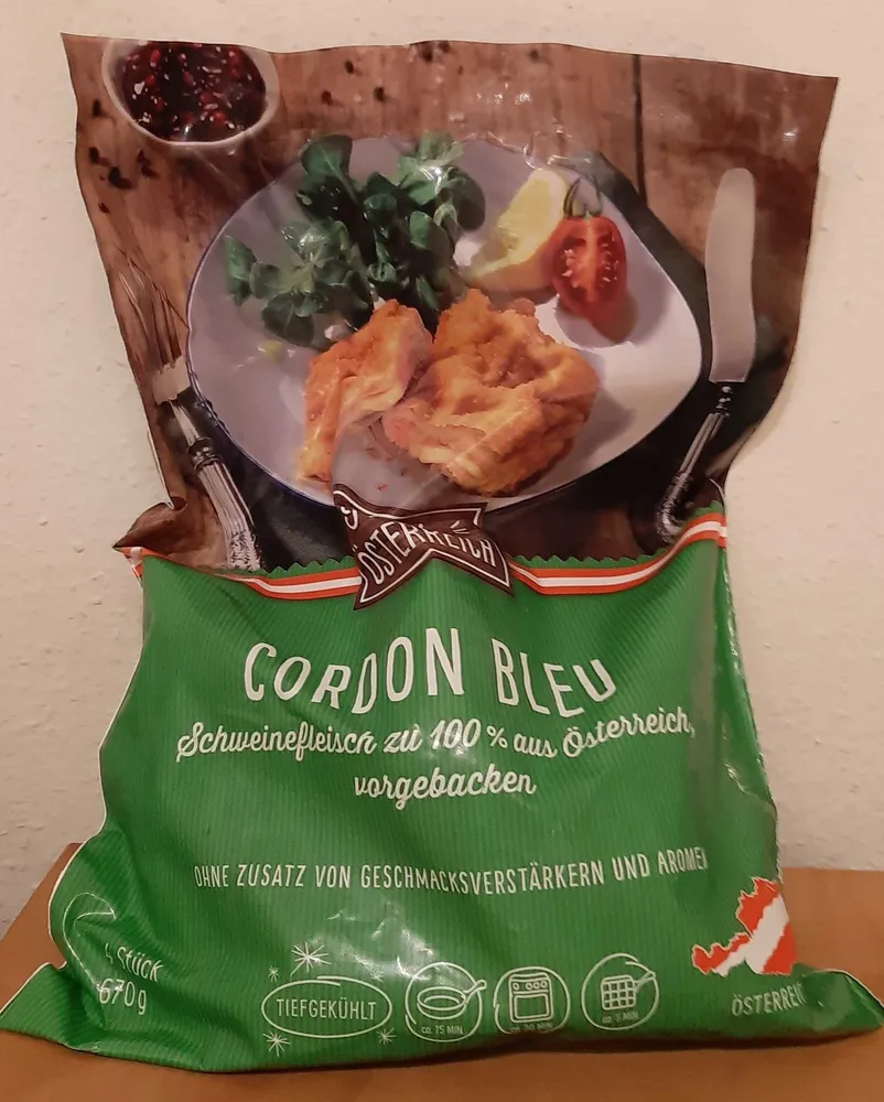 Cordon Bleu Schweinefleisch zu 100% aus Österreich, vorgebacken