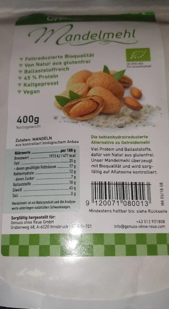 Bio Mandelmehl (400 G) Von Genuss Ohne Reue