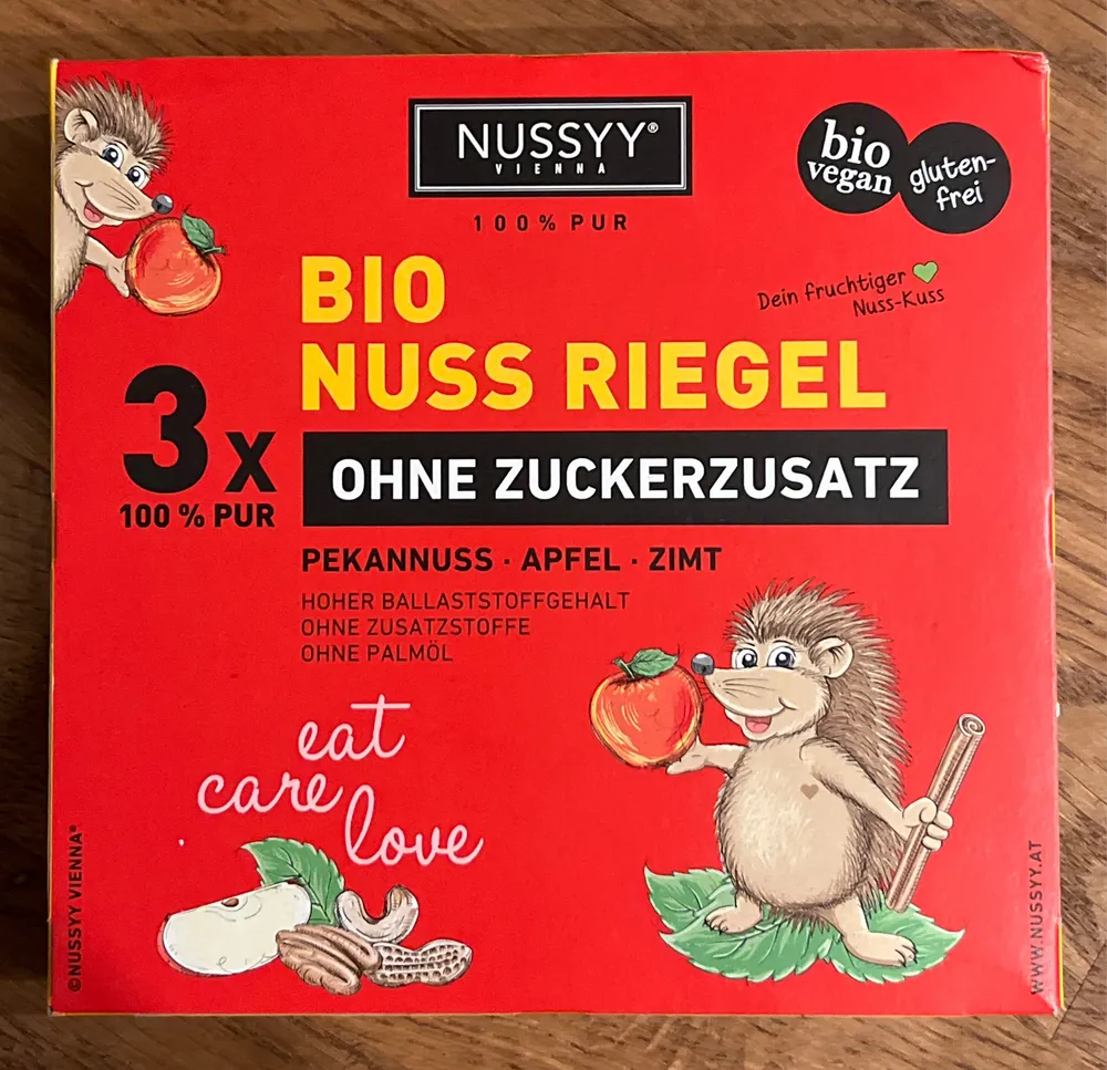 Nussyy Bio Nuss Riegel Pekannuss Apfel Zimt