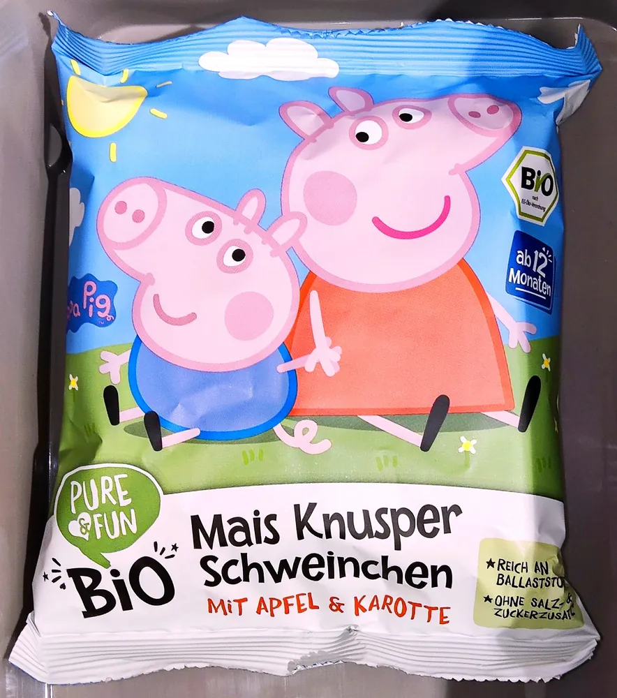 Bio-Mais Knusper-Schweinchen mit Apfel & Karotte