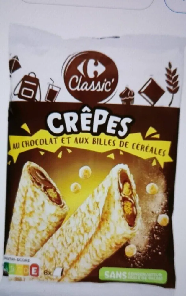 Crêpes au chocolat et aux billes de céréales
