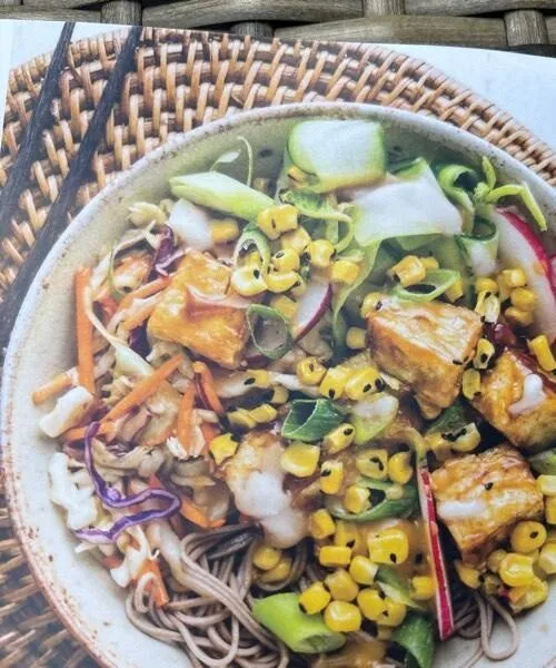 Teriyaki tofu, soba noodles
