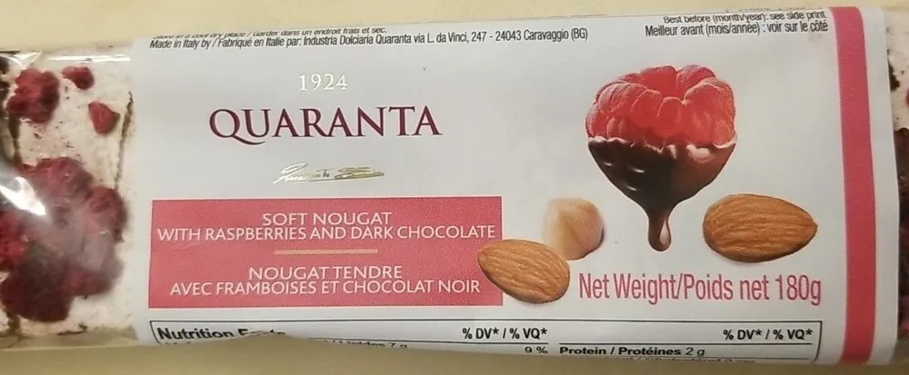 Nougattendre avec framboises et chocolat noir