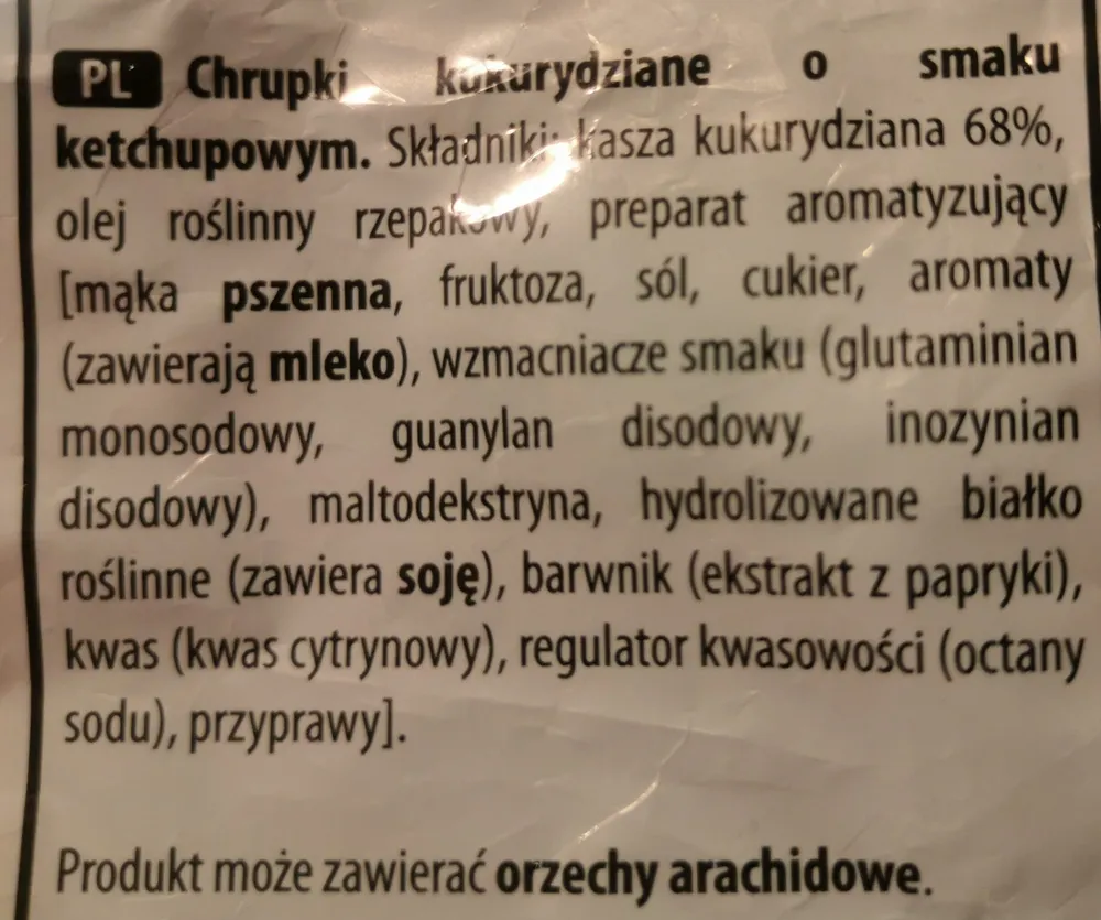 Chrupki kukurydziane o smaku ketchupowym