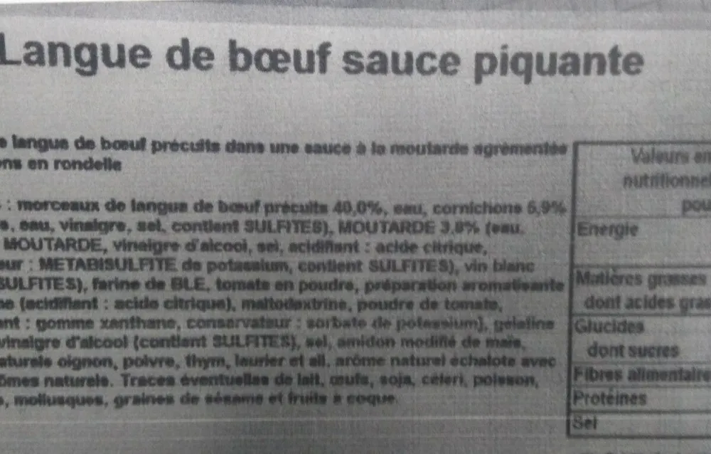 Langue de boeuf sauce piquante