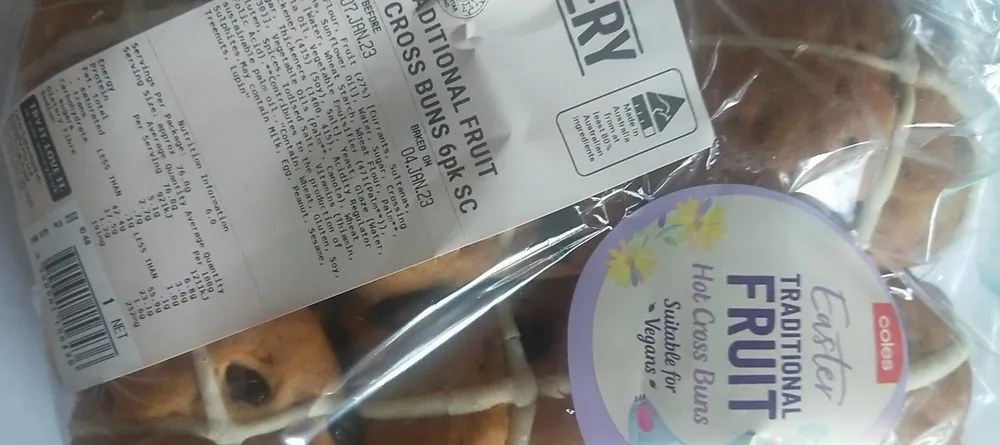 TRADITIONAL FRUIT HOT CROSS BUNS 6pk SC