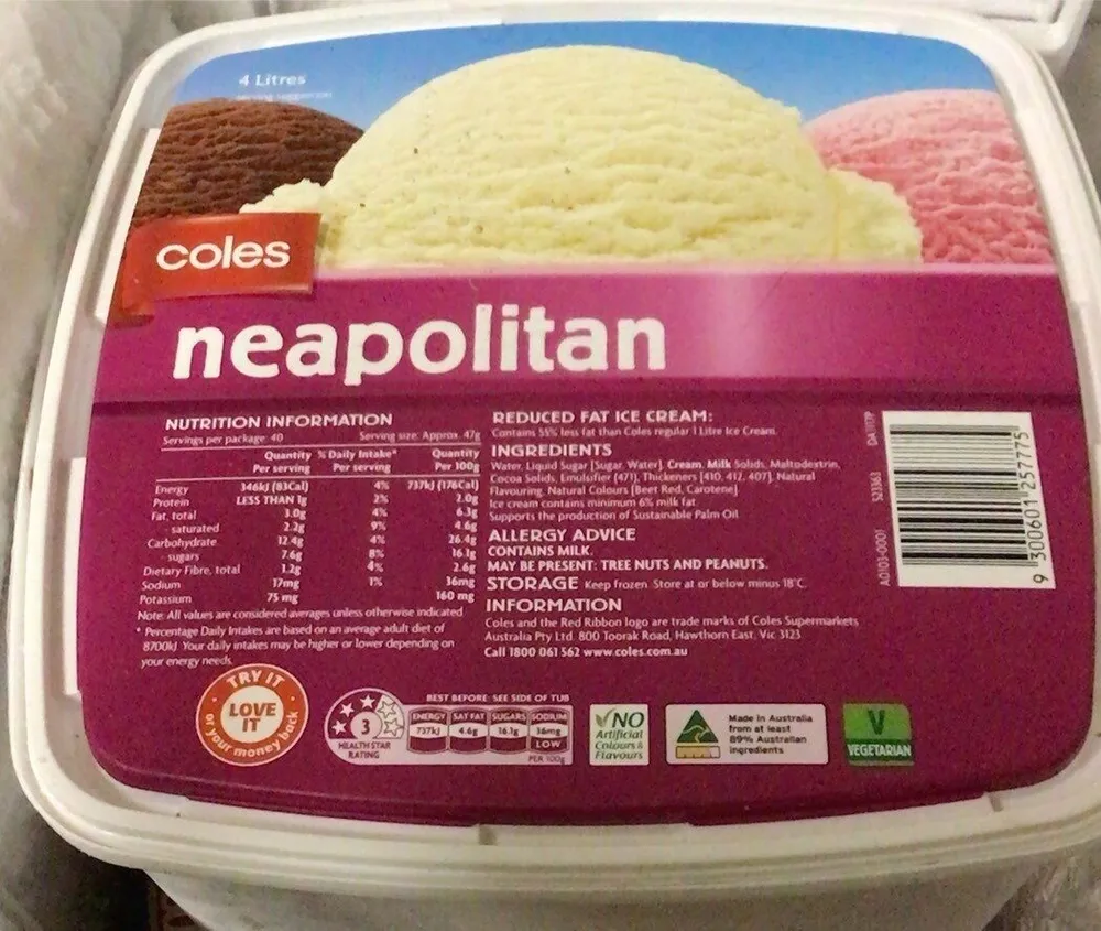 neapolitan ice cream 4 litres